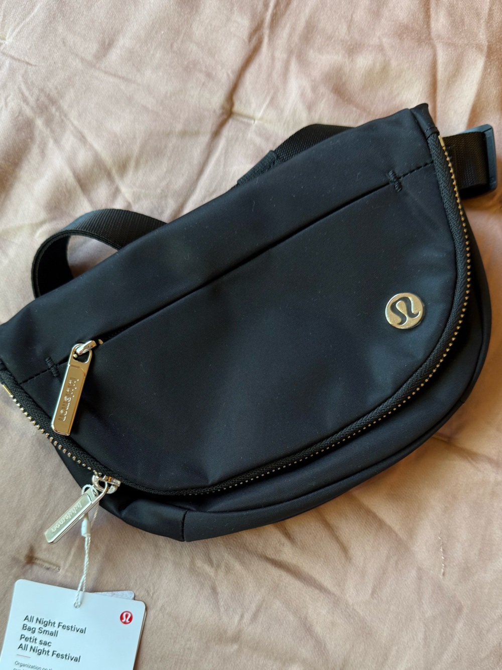 Lululemon All Night Festival Bag Small Black Gold Hardware NWT